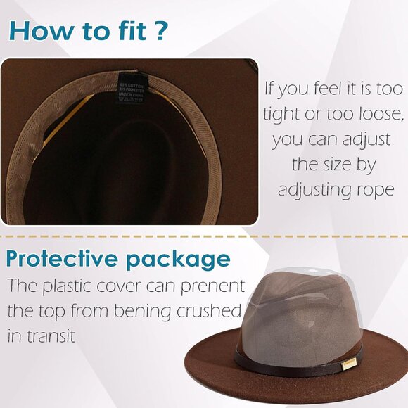 Fedora Hats for Men Wide Brim Panama Hat with Classic Belt - Picture 4 of 7